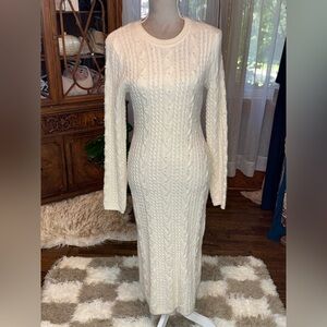 House of Harlow Cream Cable Knit Dress